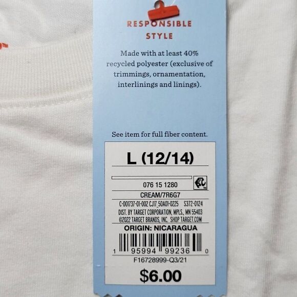 Cat & Jack White "I Have the Power" Short Sleeve Graphic T-Shirt Sz L - Picture 7 of 8